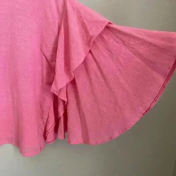 Anthropologie Lilka Flutter Sleeve Crop Pink Top Size Small‎ - Picture 3 of 9